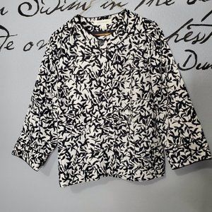 NWOT Appleseed's Balck & White Scoop Neck Jacket Blazer, 14